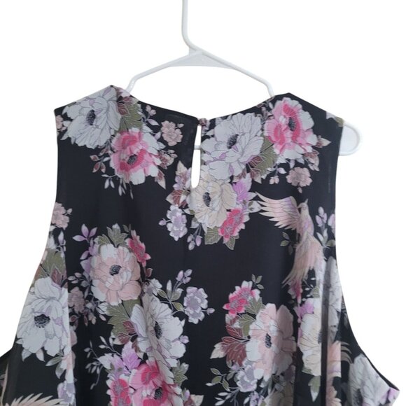 NEW PLUS SIZE 4X Torrid Floral Chiffon Double Layer Tank Top Black Pink 4X - Picture 9 of 14